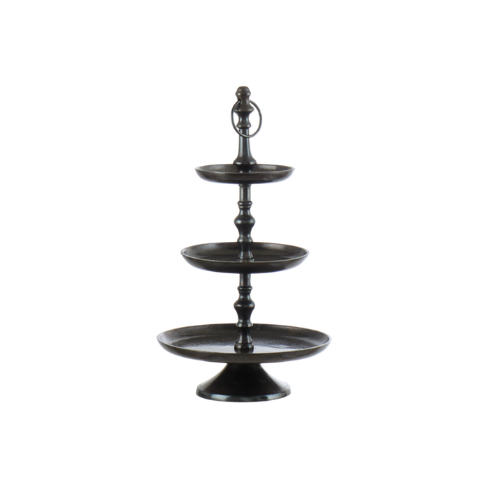 Handgerður bakki á þremur hæðum