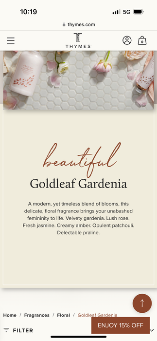 Goldleaf Gardenia ‘búbblu’bað