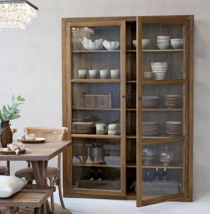 Skápur með 2glerhurðum og 5 hillum brúnn Marseille