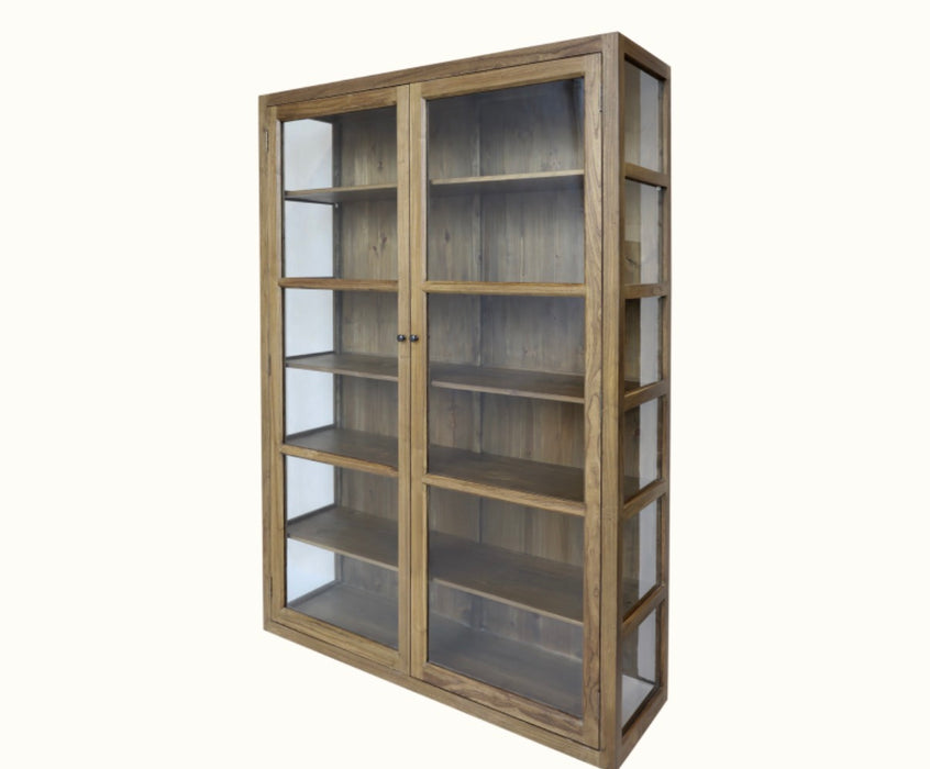 Skápur með 2glerhurðum og 5 hillum brúnn Marseille